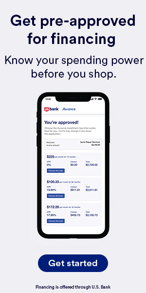 U.S. Bank Avvance financing pre-approval banner (gray version, cropped)