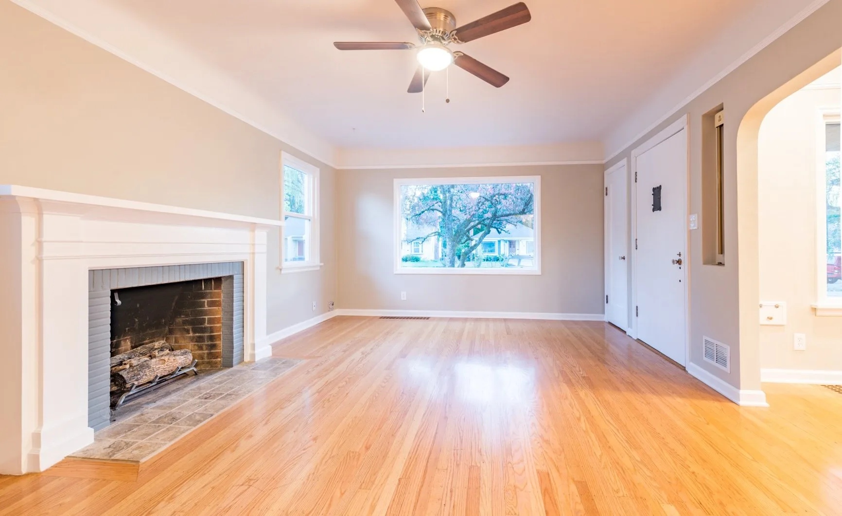 Finished below-grade room with high-set egress window and updated finishes
